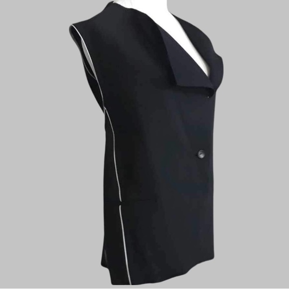 HELMUT LANG Origami Vest Wool Jersey Black Raw Edge Drape Size Large - Picture 6 of 13
